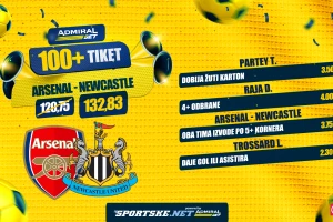 AdmiralBet 100+ tiket - "Požuteli" Parti, Raja, i asistent Trosar za kvotu 132,83